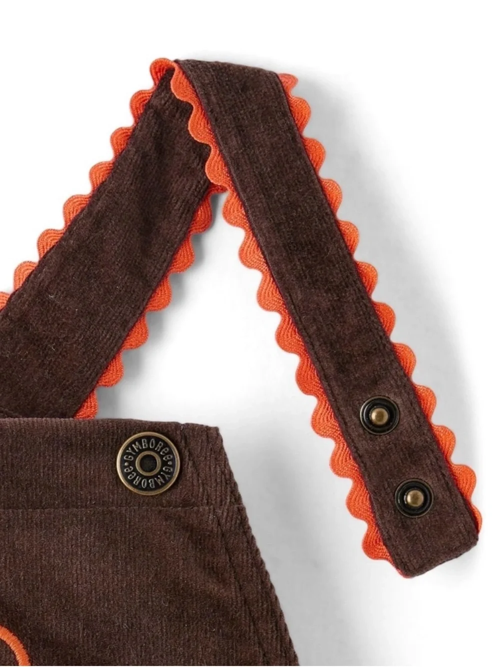 Gymboree Turkey Thanksgiving Overalls Brown Corduroy & Orange  Girl Dress Size 5